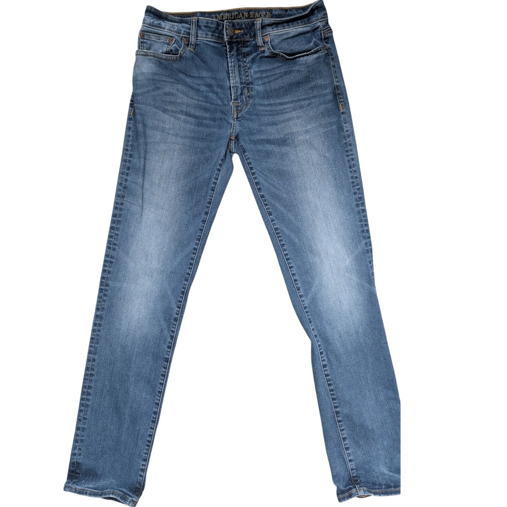 American Eagle Slim Straight Jeans Women 30x32 Blue Extreme Flex Medium Wash